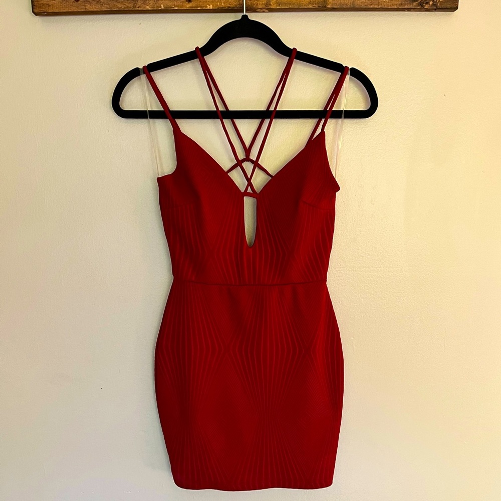 Little red strappy mini dress